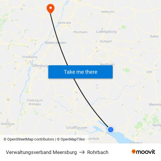 Verwaltungsverband Meersburg to Rohrbach map