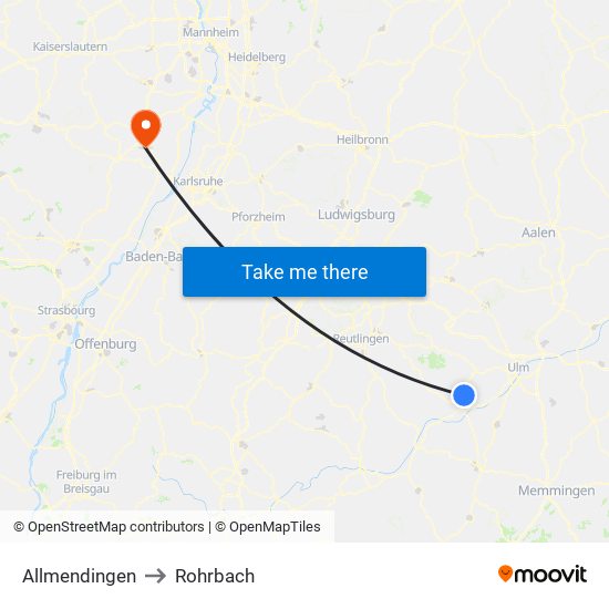 Allmendingen to Rohrbach map