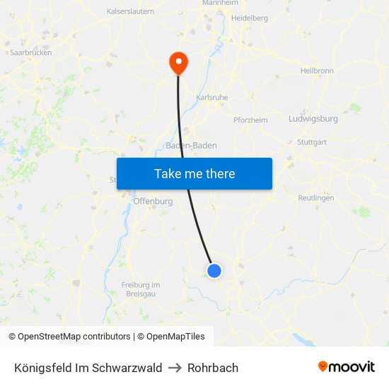 Königsfeld Im Schwarzwald to Rohrbach map