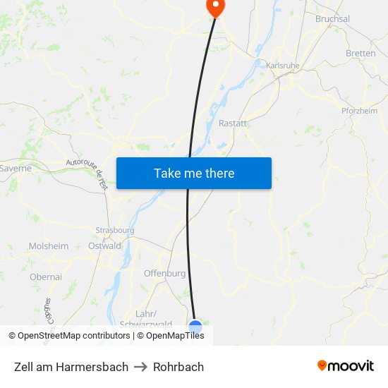 Zell am Harmersbach to Rohrbach map
