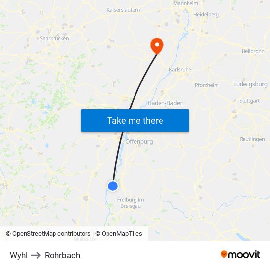 Wyhl to Rohrbach map
