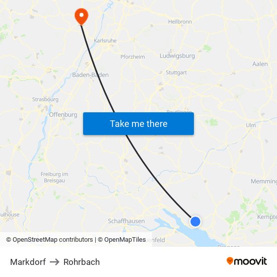 Markdorf to Rohrbach map