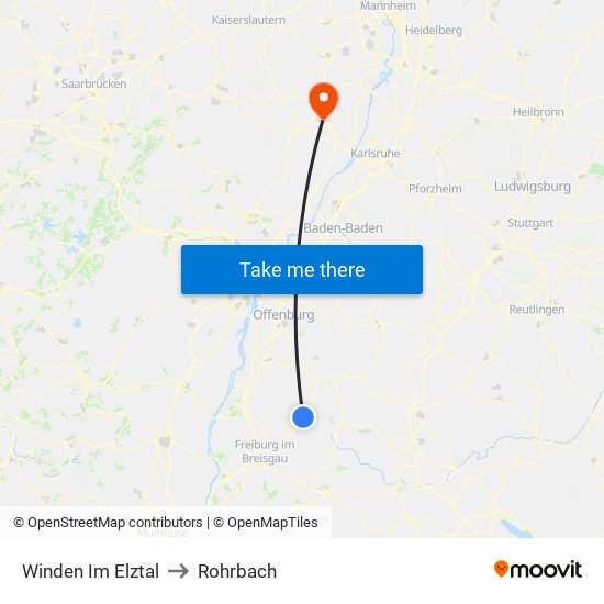 Winden Im Elztal to Rohrbach map