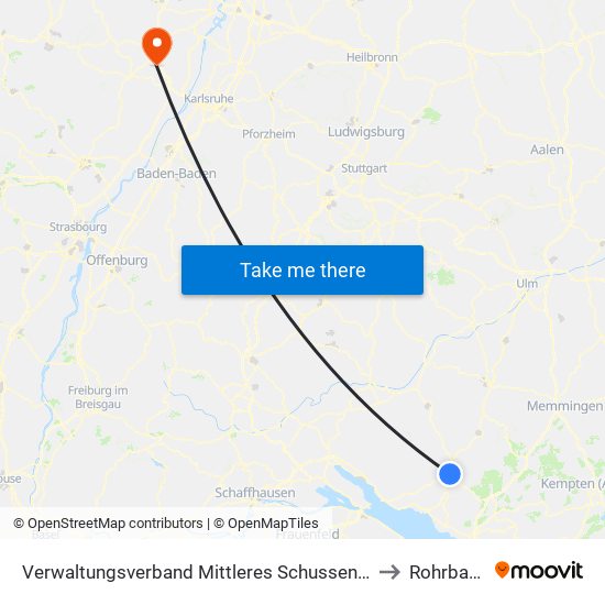Verwaltungsverband Mittleres Schussental to Rohrbach map