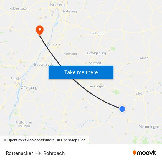 Rottenacker to Rohrbach map