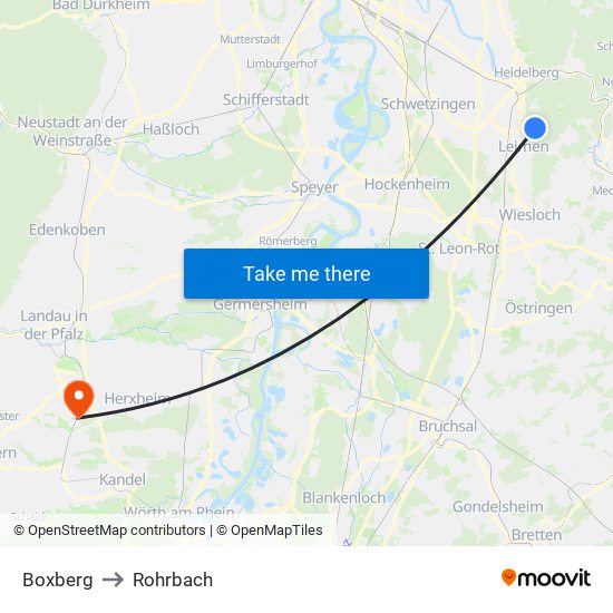 Boxberg to Rohrbach map