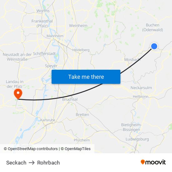 Seckach to Rohrbach map