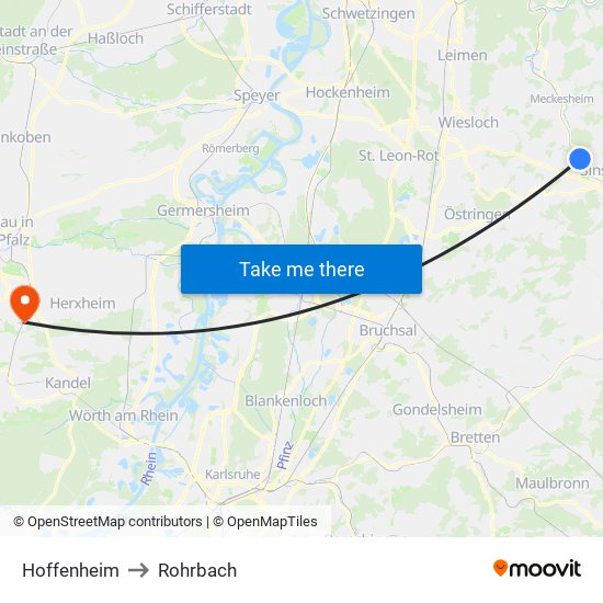 Hoffenheim to Rohrbach map