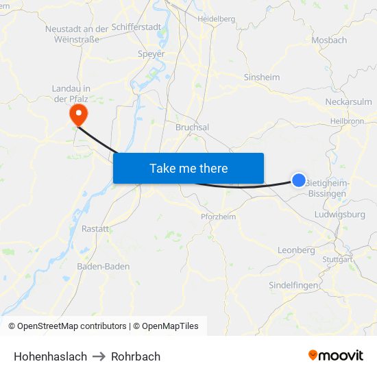 Hohenhaslach to Rohrbach map