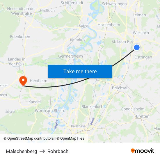 Malschenberg to Rohrbach map