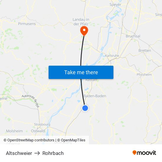 Altschweier to Rohrbach map