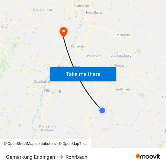 Gemarkung Endingen to Rohrbach map