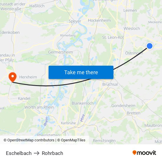 Eschelbach to Rohrbach map