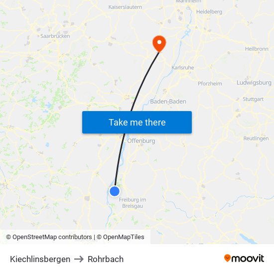 Kiechlinsbergen to Rohrbach map
