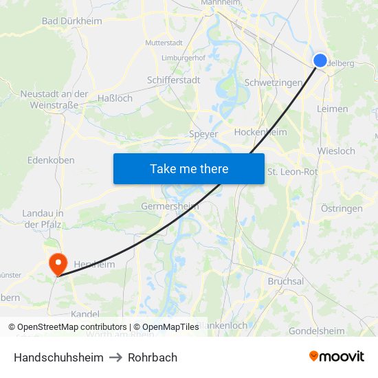 Handschuhsheim to Rohrbach map