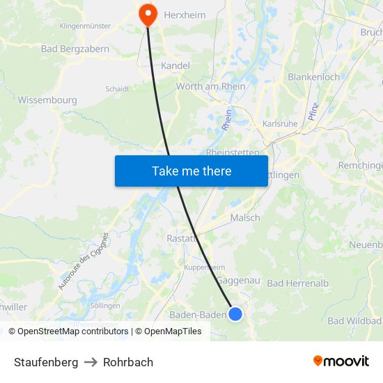 Staufenberg to Rohrbach map