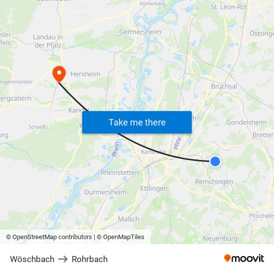 Wöschbach to Rohrbach map