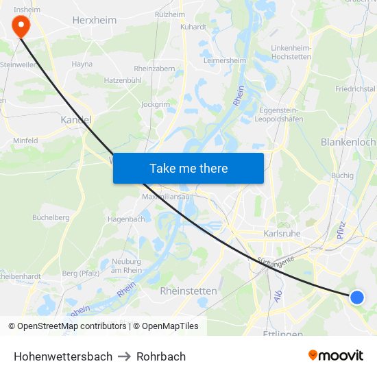 Hohenwettersbach to Rohrbach map