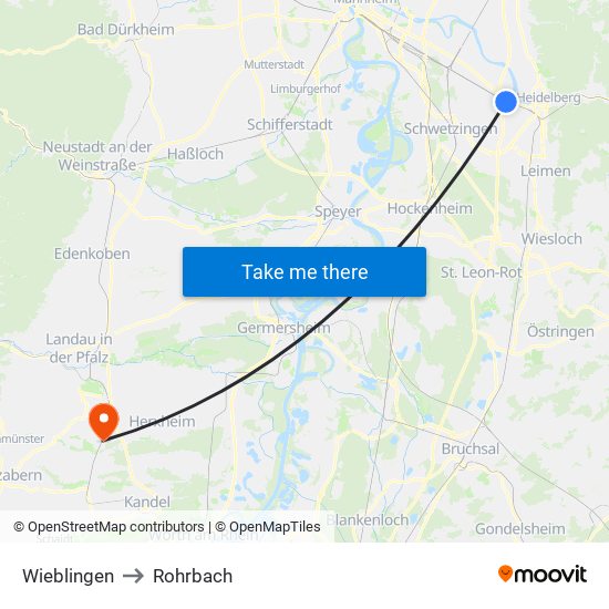 Wieblingen to Rohrbach map