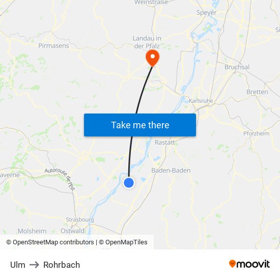 Ulm to Rohrbach map