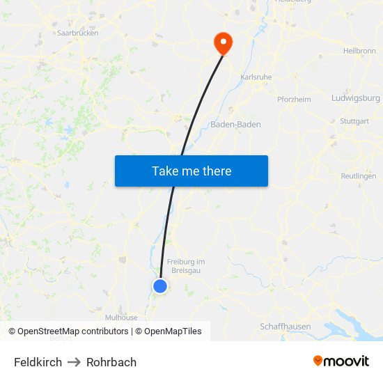 Feldkirch to Rohrbach map