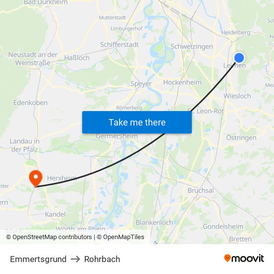Emmertsgrund to Rohrbach map