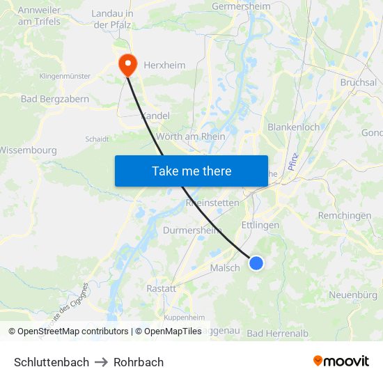 Schluttenbach to Rohrbach map