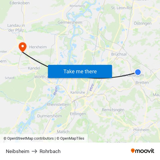 Neibsheim to Rohrbach map