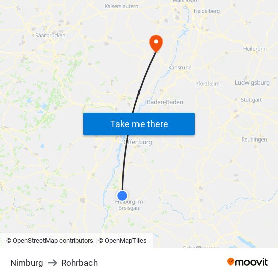 Nimburg to Rohrbach map