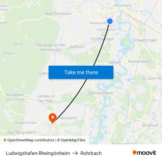 Ludwigshafen-Rheingönheim to Rohrbach map