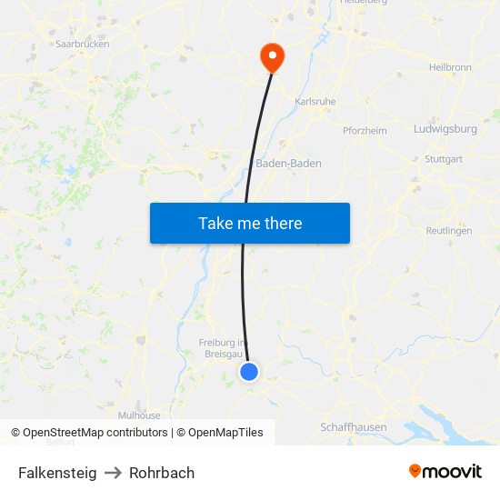 Falkensteig to Rohrbach map