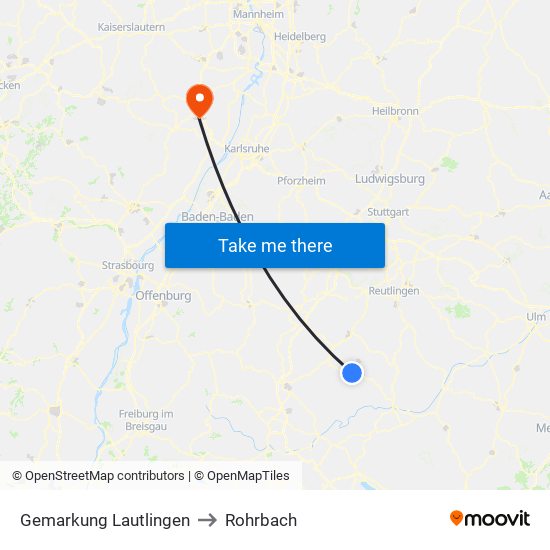 Gemarkung Lautlingen to Rohrbach map