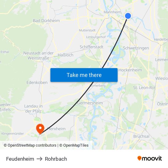 Feudenheim to Rohrbach map