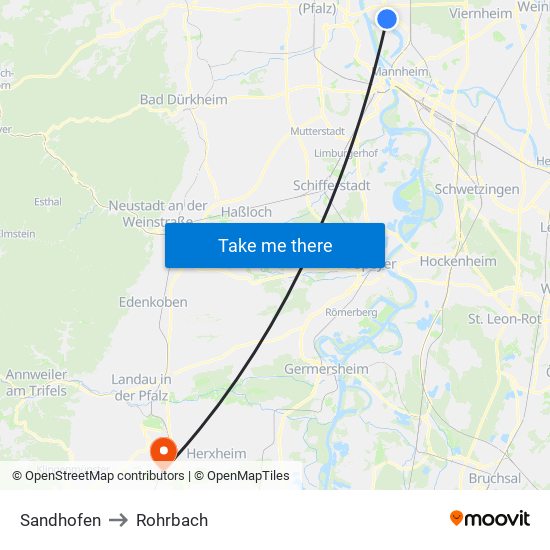Sandhofen to Rohrbach map