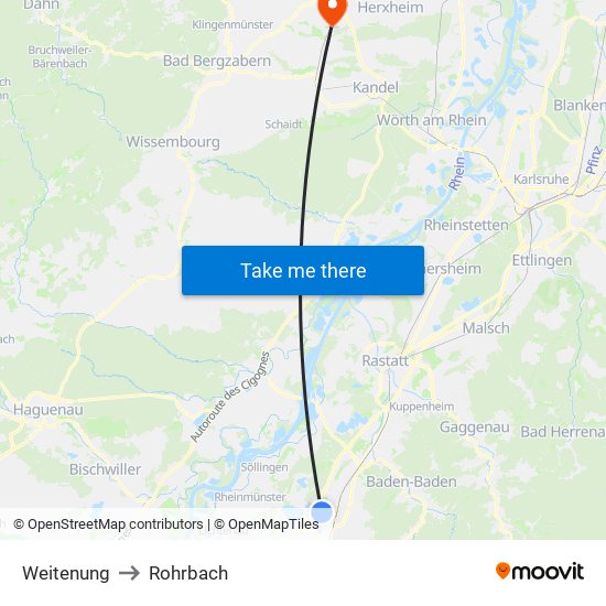 Weitenung to Rohrbach map