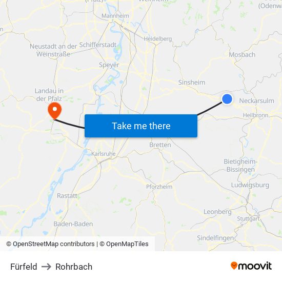 Fürfeld to Rohrbach map