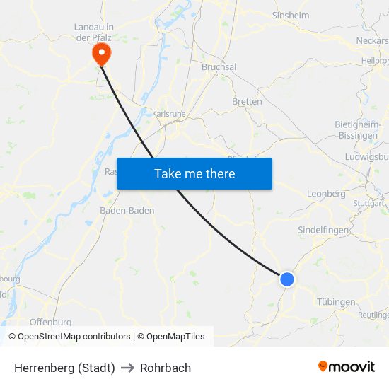 Herrenberg (Stadt) to Rohrbach map