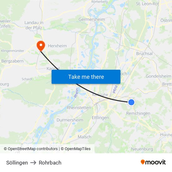 Söllingen to Rohrbach map