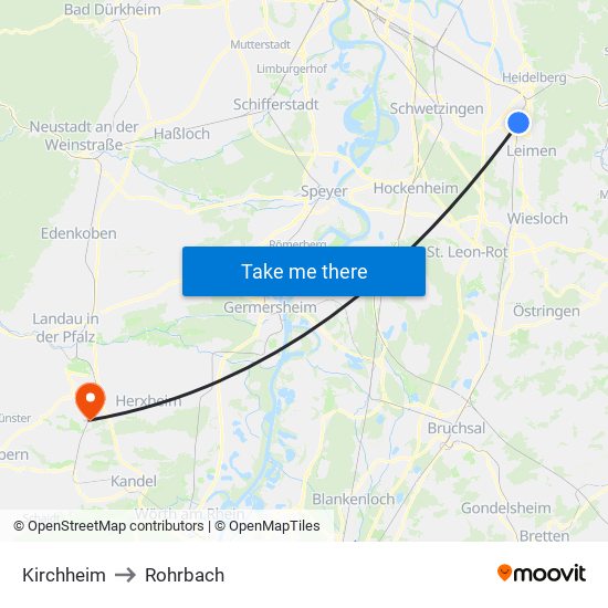 Kirchheim to Rohrbach map