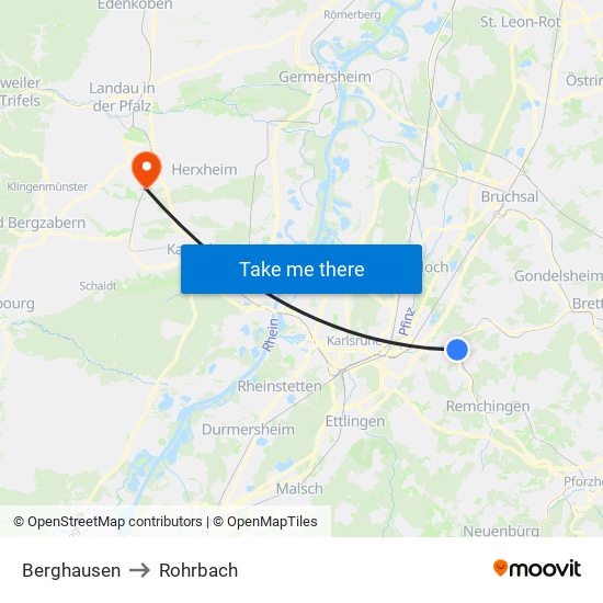 Berghausen to Rohrbach map