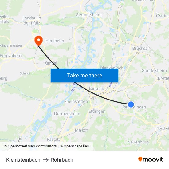 Kleinsteinbach to Rohrbach map