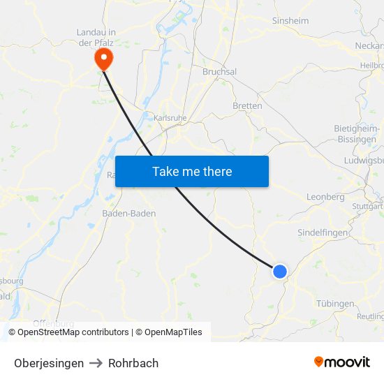 Oberjesingen to Rohrbach map