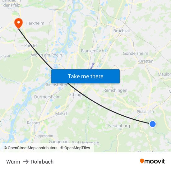 Würm to Rohrbach map