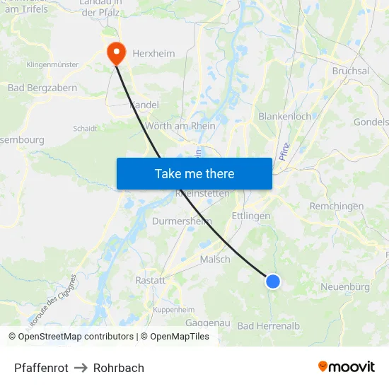 Pfaffenrot to Rohrbach map