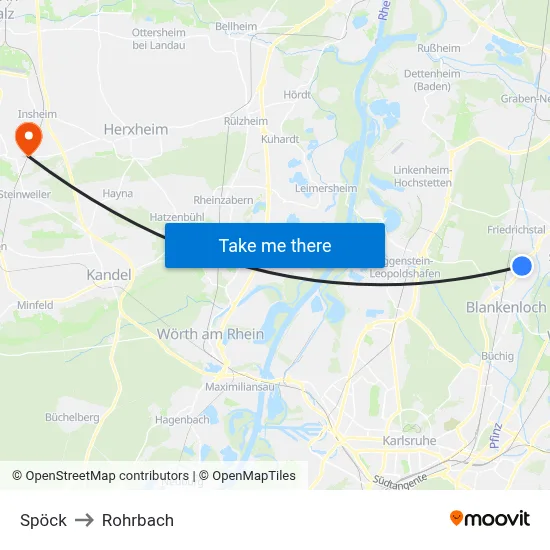 Spöck to Rohrbach map