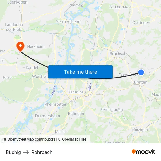 Büchig to Rohrbach map
