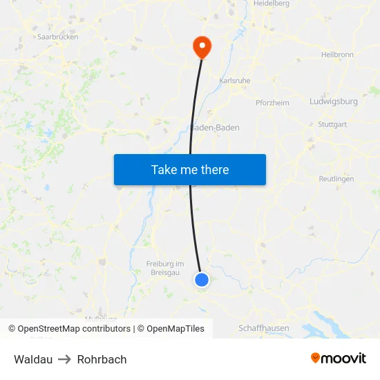 Waldau to Rohrbach map