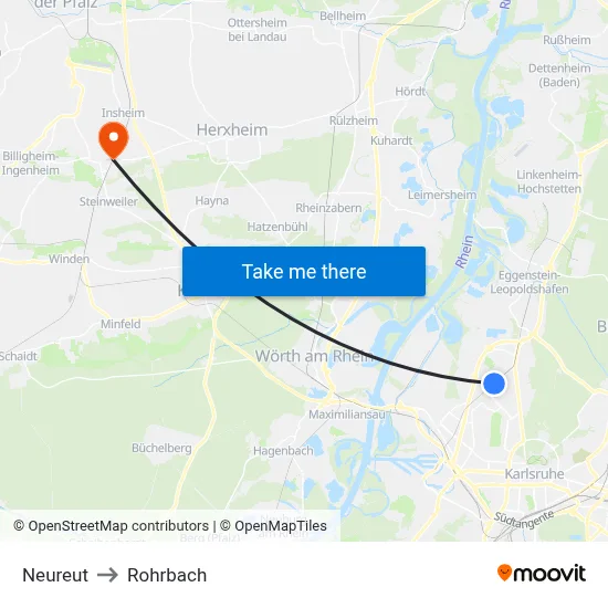 Neureut to Rohrbach map