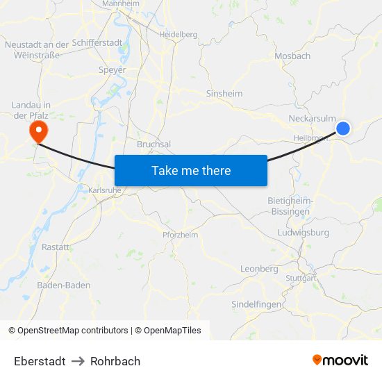 Eberstadt to Rohrbach map