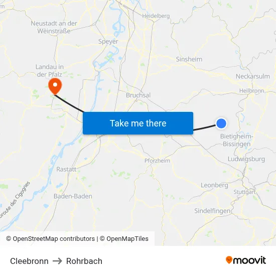 Cleebronn to Rohrbach map